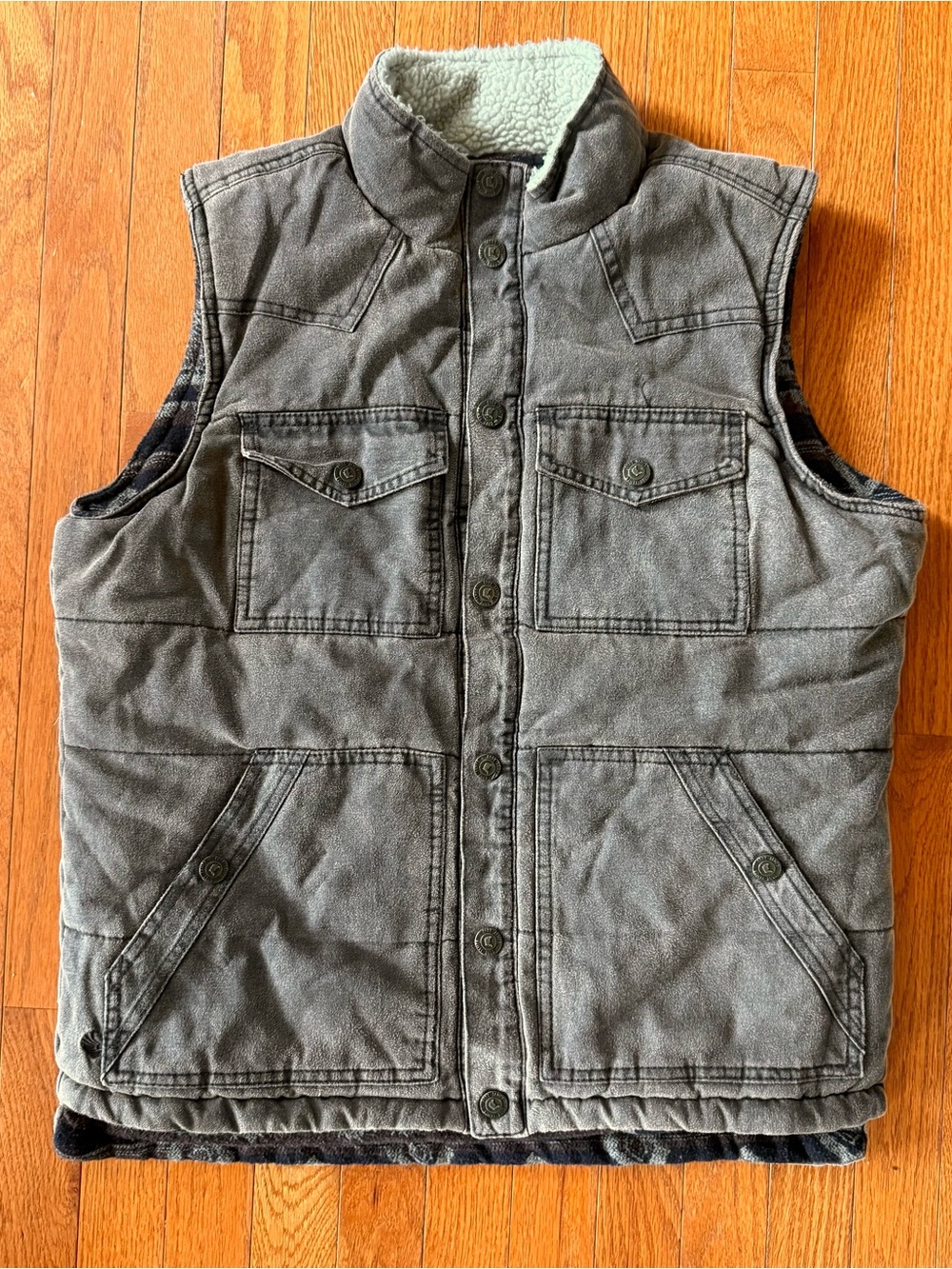 Cody James Men's Small Oil Slick Snap Southwestern Aztec Lined Vest Cotton Wool